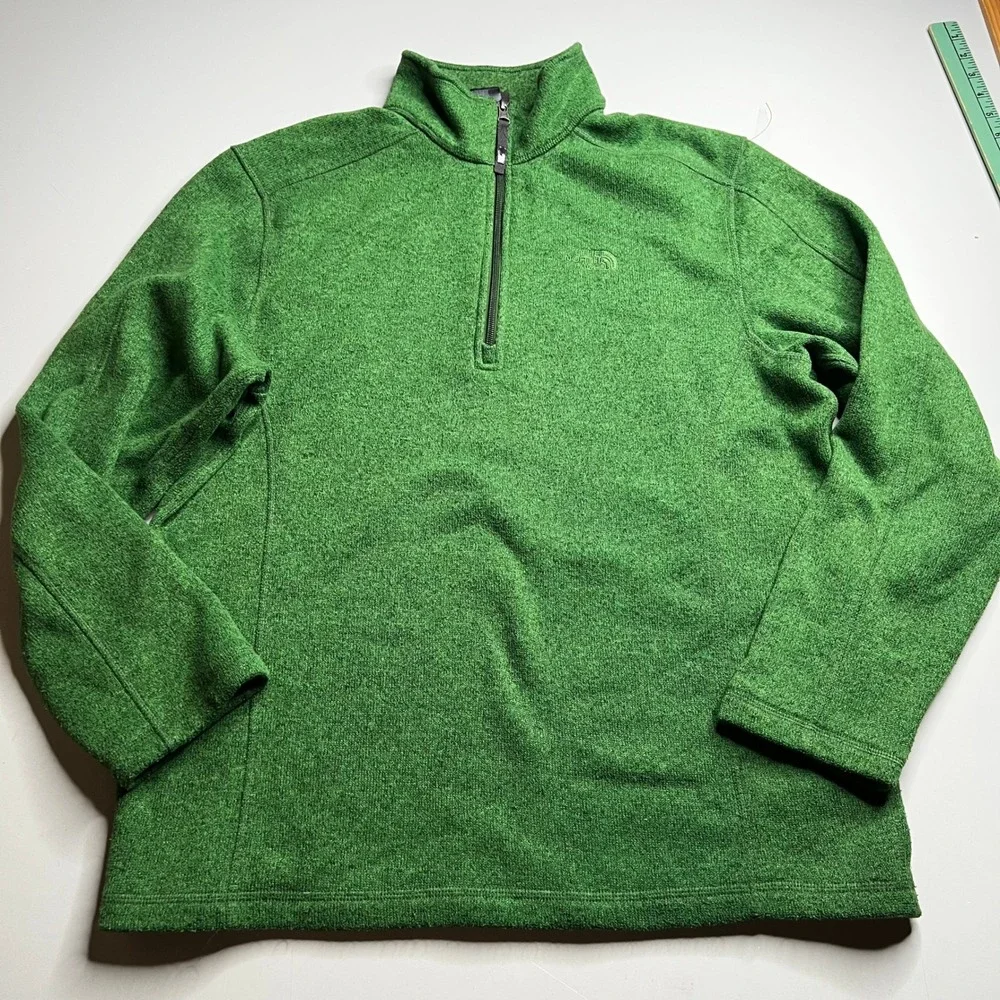 The North Face Mens Gordon Lyons 1/4‎ Zip Fleece Pullover Green Heather Large